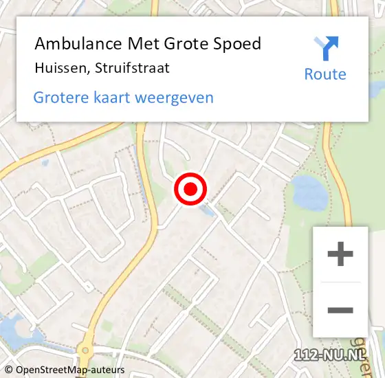 Locatie op kaart van de 112 melding: Ambulance Met Grote Spoed Naar Huissen, Struifstraat op 5 april 2018 07:41