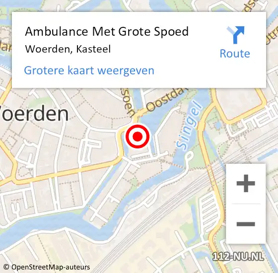 Locatie op kaart van de 112 melding: Ambulance Met Grote Spoed Naar Woerden, Kasteel op 5 april 2018 07:54