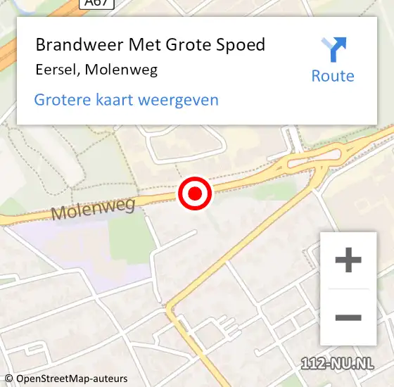 Locatie op kaart van de 112 melding: Brandweer Met Grote Spoed Naar Eersel, Molenweg op 5 april 2018 08:25