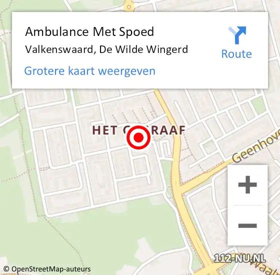 Locatie op kaart van de 112 melding: Ambulance Met Spoed Naar Valkenswaard, De Wilde Wingerd op 5 april 2018 08:36