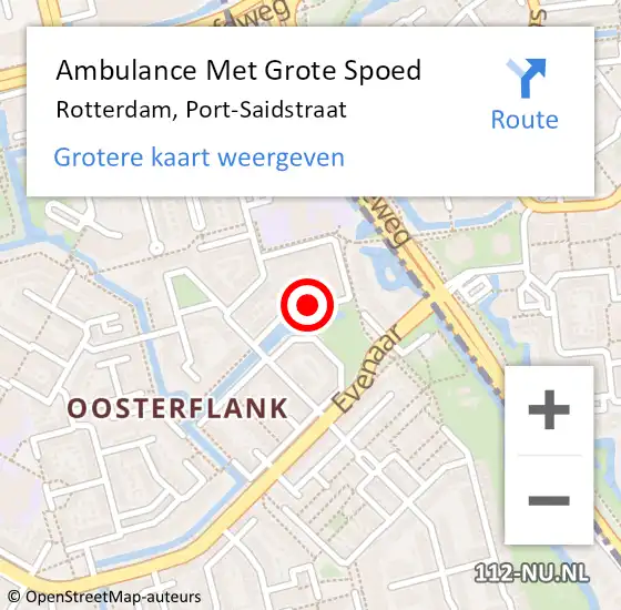 Locatie op kaart van de 112 melding: Ambulance Met Grote Spoed Naar Rotterdam, Port-Saidstraat op 5 april 2018 08:59