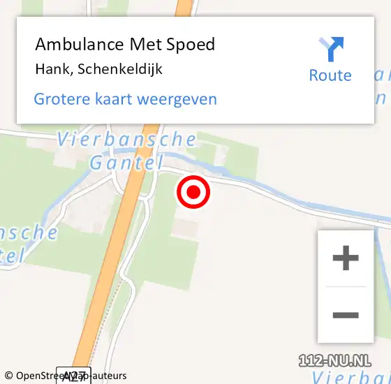 Locatie op kaart van de 112 melding: Ambulance Met Spoed Naar Hank, Schenkeldijk op 5 april 2018 09:01