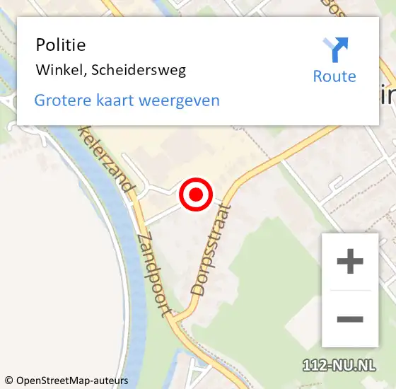 Locatie op kaart van de 112 melding: Politie Winkel, Scheidersweg op 5 april 2018 09:34