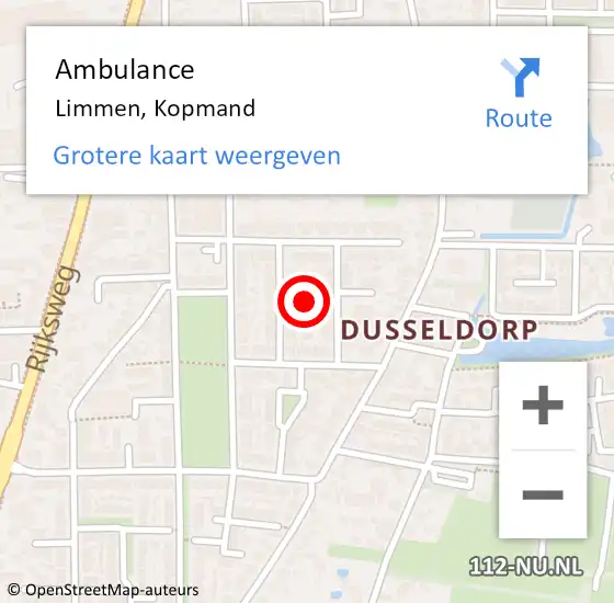 Locatie op kaart van de 112 melding: Ambulance Limmen, Kopmand op 5 april 2018 10:01