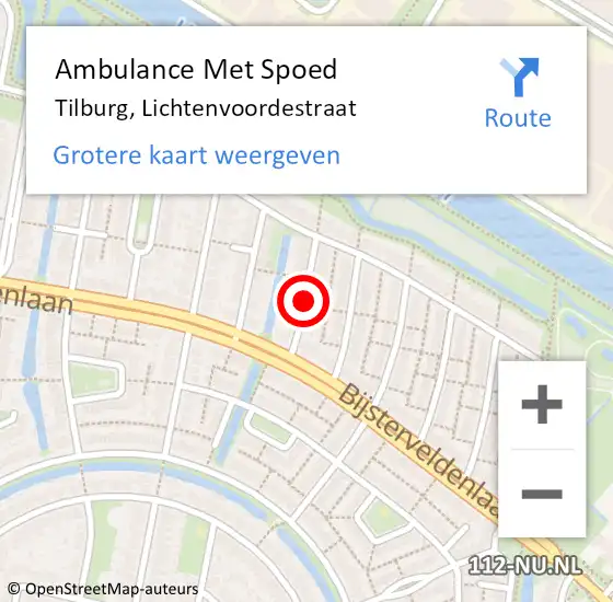 Locatie op kaart van de 112 melding: Ambulance Met Spoed Naar Tilburg, Lichtenvoordestraat op 5 april 2018 10:08