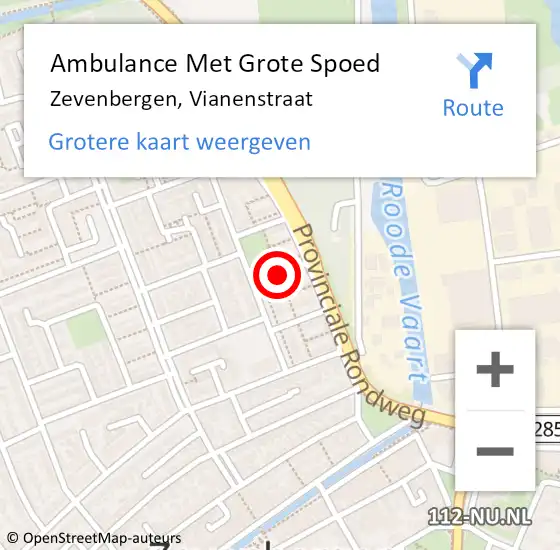 Locatie op kaart van de 112 melding: Ambulance Met Grote Spoed Naar Zevenbergen, Vianenstraat op 5 april 2018 10:10