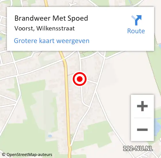 Locatie op kaart van de 112 melding: Brandweer Met Spoed Naar Voorst, Wilkensstraat op 5 april 2018 10:59