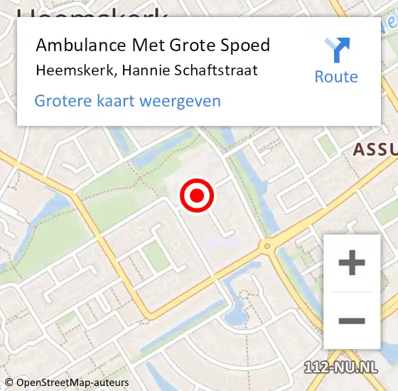 Locatie op kaart van de 112 melding: Ambulance Met Grote Spoed Naar Heemskerk, Hannie Schaftstraat op 5 april 2018 11:38