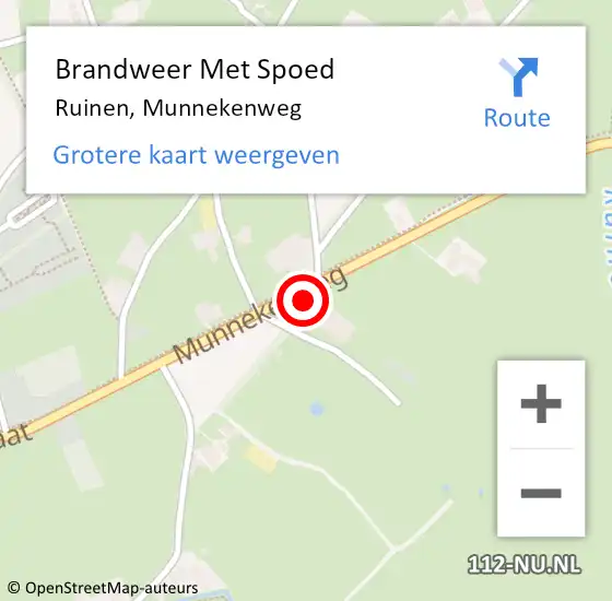 Locatie op kaart van de 112 melding: Brandweer Met Spoed Naar Ruinen, Munnekenweg op 5 april 2018 11:39