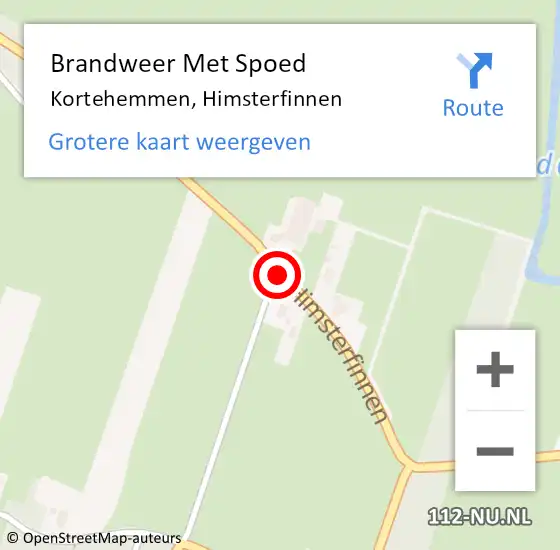 Locatie op kaart van de 112 melding: Brandweer Met Spoed Naar Kortehemmen, Himsterfinnen op 21 februari 2014 09:27