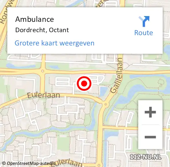 Locatie op kaart van de 112 melding: Ambulance Dordrecht, Octant op 5 april 2018 12:09