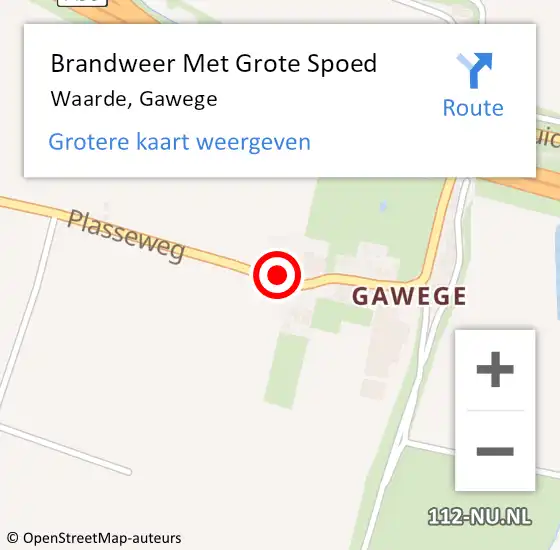 Locatie op kaart van de 112 melding: Brandweer Met Grote Spoed Naar Waarde, Gawege op 5 april 2018 12:11