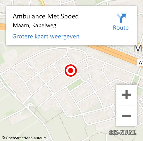 Locatie op kaart van de 112 melding: Ambulance Met Spoed Naar Maarn, Kapelweg op 5 april 2018 13:25