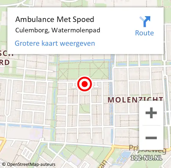 Locatie op kaart van de 112 melding: Ambulance Met Spoed Naar Culemborg, Watermolenpad op 5 april 2018 13:28