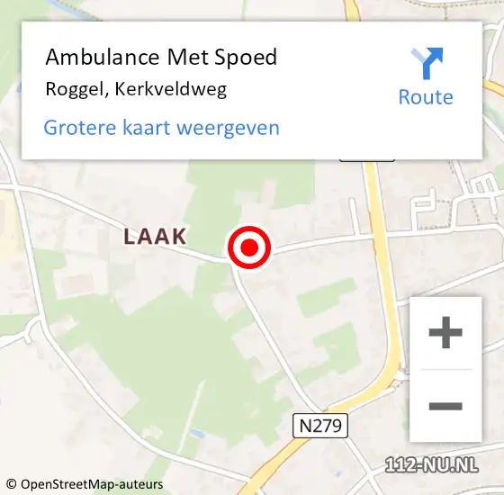 Locatie op kaart van de 112 melding: Ambulance Met Spoed Naar Roggel, Kerkveldweg op 21 februari 2014 09:35