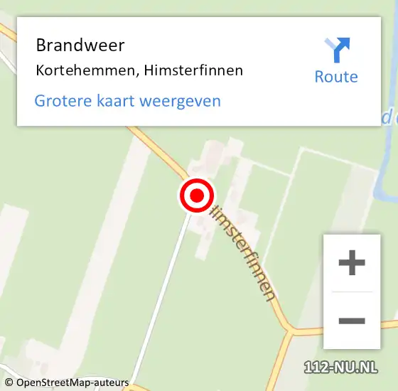 Locatie op kaart van de 112 melding: Brandweer Kortehemmen, Himsterfinnen op 21 februari 2014 09:35