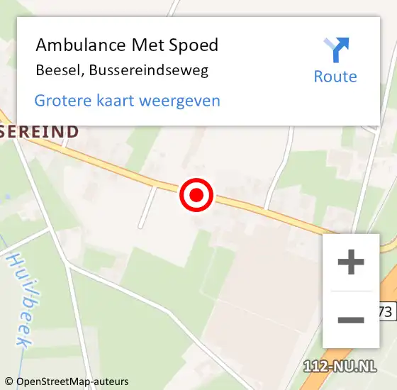 Locatie op kaart van de 112 melding: Ambulance Met Spoed Naar Beesel, Bussereindseweg op 5 april 2018 13:51