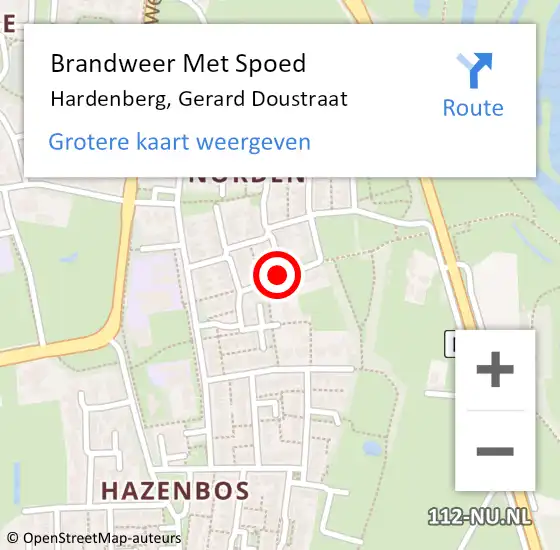 Locatie op kaart van de 112 melding: Brandweer Met Spoed Naar Hardenberg, Gerard Doustraat op 5 april 2018 14:05