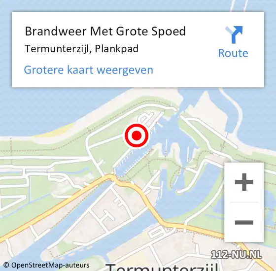 Locatie op kaart van de 112 melding: Brandweer Met Grote Spoed Naar Termunterzijl, Plankpad op 5 april 2018 14:06