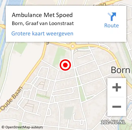 Locatie op kaart van de 112 melding: Ambulance Met Spoed Naar Born, Graaf van Loonstraat op 21 februari 2014 09:49