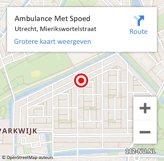 Locatie op kaart van de 112 melding: Ambulance Met Spoed Naar Utrecht, Mierikswortelstraat op 5 april 2018 17:12