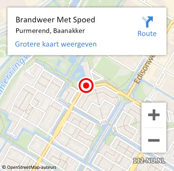 Locatie op kaart van de 112 melding: Brandweer Met Spoed Naar Purmerend, Baanakker op 5 april 2018 17:50