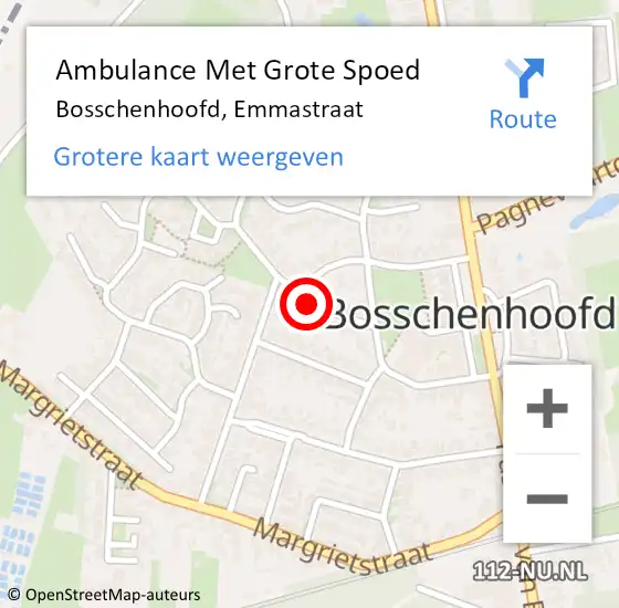 Locatie op kaart van de 112 melding: Ambulance Met Grote Spoed Naar Bosschenhoofd, Emmastraat op 5 april 2018 17:53