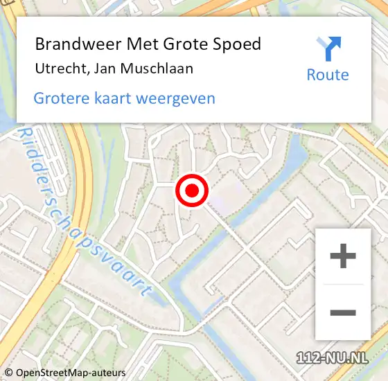 Locatie op kaart van de 112 melding: Brandweer Met Grote Spoed Naar Utrecht, Jan Muschlaan op 5 april 2018 18:30