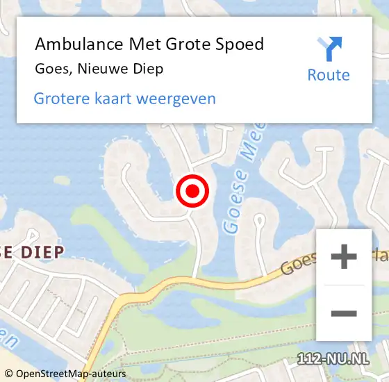 Locatie op kaart van de 112 melding: Ambulance Met Grote Spoed Naar Goes, Nieuwe Diep op 5 april 2018 18:36