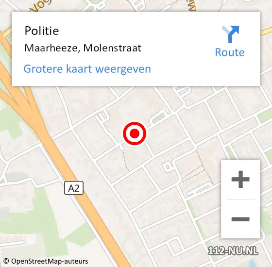 Locatie op kaart van de 112 melding: Politie Maarheeze, Molenstraat op 5 april 2018 18:43