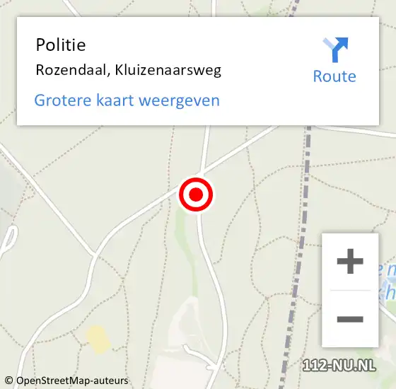 Locatie op kaart van de 112 melding: Politie Rozendaal, Kluizenaarsweg op 5 april 2018 18:48