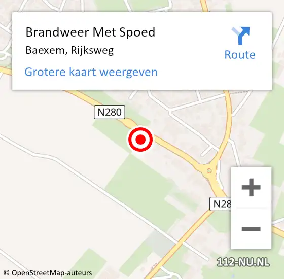 Locatie op kaart van de 112 melding: Brandweer Met Spoed Naar Baexem, Rijksweg op 5 april 2018 18:54