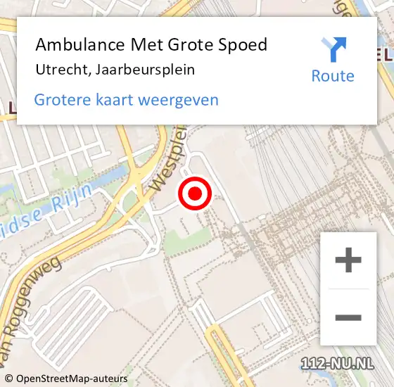 Locatie op kaart van de 112 melding: Ambulance Met Grote Spoed Naar Utrecht, Jaarbeursplein op 5 april 2018 19:57