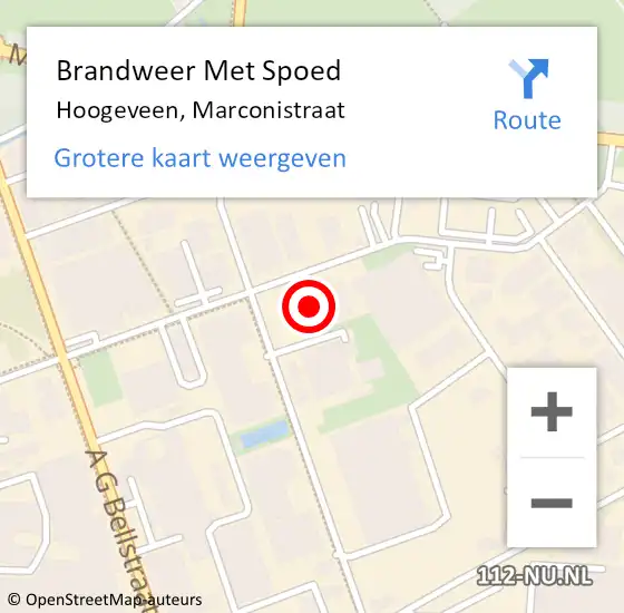 Locatie op kaart van de 112 melding: Brandweer Met Spoed Naar Hoogeveen, Marconistraat op 5 april 2018 20:01