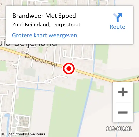 Locatie op kaart van de 112 melding: Brandweer Met Spoed Naar Zuid-Beijerland, Dorpsstraat op 5 april 2018 20:21