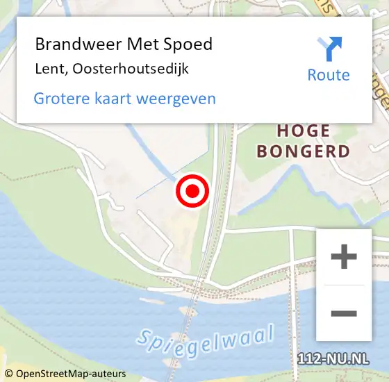 Locatie op kaart van de 112 melding: Brandweer Met Spoed Naar Lent, Oosterhoutsedijk op 5 april 2018 20:24