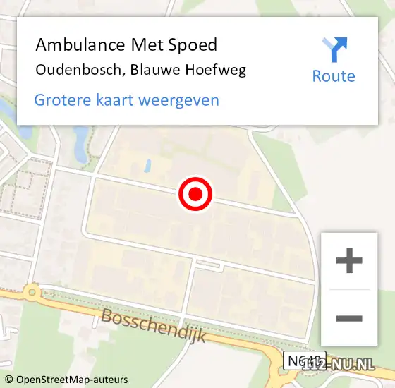 Locatie op kaart van de 112 melding: Ambulance Met Spoed Naar Oudenbosch, Blauwe Hoefweg op 5 april 2018 22:37