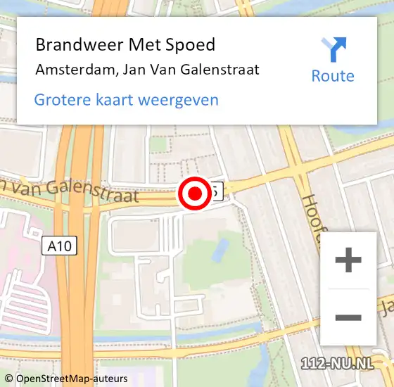 Locatie op kaart van de 112 melding: Brandweer Met Spoed Naar Amsterdam, Jan Van Galenstraat op 5 april 2018 23:45