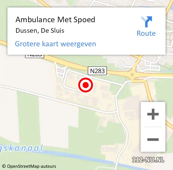 Locatie op kaart van de 112 melding: Ambulance Met Spoed Naar Dussen, De Sluis op 6 april 2018 00:08