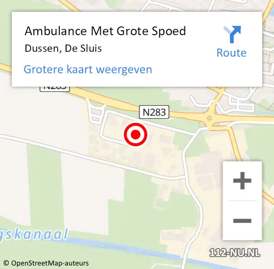 Locatie op kaart van de 112 melding: Ambulance Met Grote Spoed Naar Dussen, De Sluis op 6 april 2018 00:08