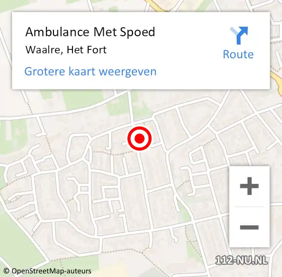 Locatie op kaart van de 112 melding: Ambulance Met Spoed Naar Waalre, Het Fort op 6 april 2018 00:58