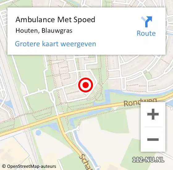 Locatie op kaart van de 112 melding: Ambulance Met Spoed Naar Houten, Blauwgras op 6 april 2018 01:04