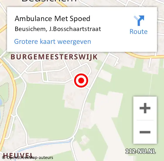 Locatie op kaart van de 112 melding: Ambulance Met Spoed Naar Beusichem, J.Bosschaartstraat op 6 april 2018 02:13