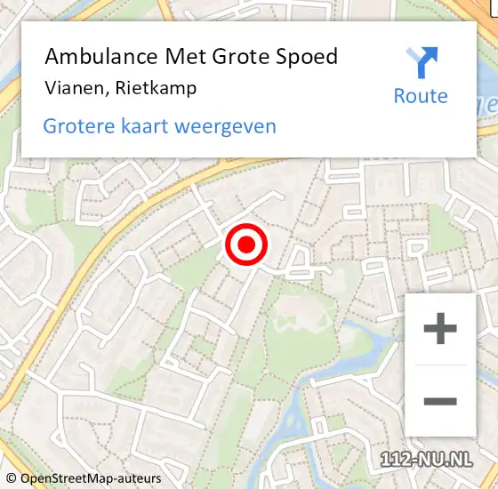 Locatie op kaart van de 112 melding: Ambulance Met Grote Spoed Naar Vianen, Rietkamp op 6 april 2018 04:06