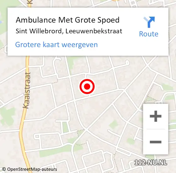 Locatie op kaart van de 112 melding: Ambulance Met Grote Spoed Naar Sint Willebrord, Leeuwenbekstraat op 6 april 2018 05:57