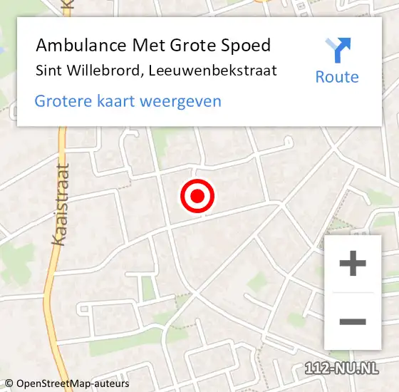 Locatie op kaart van de 112 melding: Ambulance Met Grote Spoed Naar Sint Willebrord, Leeuwenbekstraat op 6 april 2018 05:59