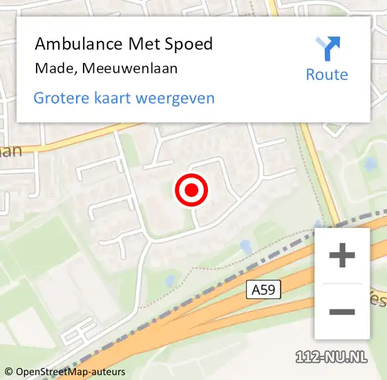 Locatie op kaart van de 112 melding: Ambulance Met Spoed Naar Made, Meeuwenlaan op 6 april 2018 06:54