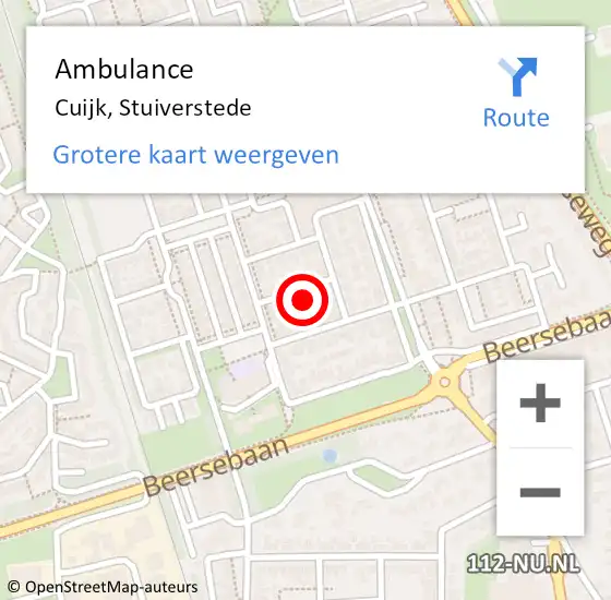 Locatie op kaart van de 112 melding: Ambulance Cuijk, Stuiverstede op 6 april 2018 08:23