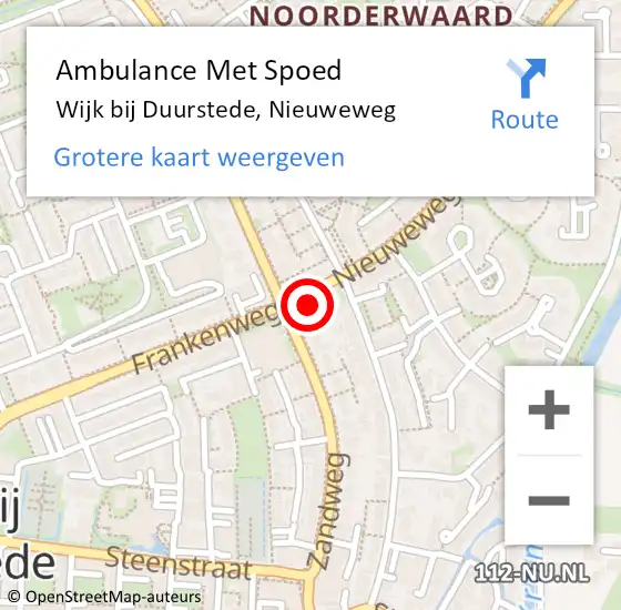 Locatie op kaart van de 112 melding: Ambulance Met Spoed Naar Wijk bij Duurstede, Nieuweweg op 6 april 2018 09:00