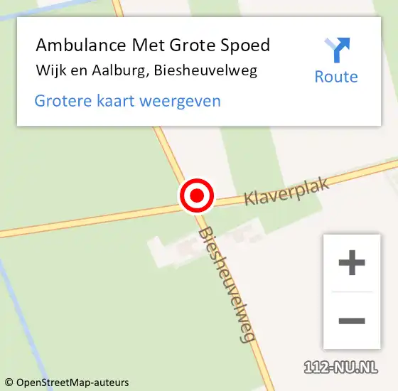 Locatie op kaart van de 112 melding: Ambulance Met Grote Spoed Naar Wijk en Aalburg, Biesheuvelweg op 6 april 2018 09:13